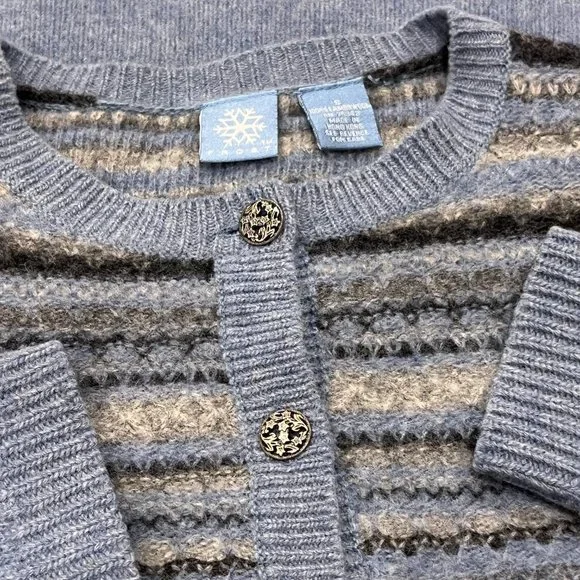 Frost Women's Vintage Wool Button Front Cardigan, Silver Buttons, Blue Gray, S - Picture 3 of 6